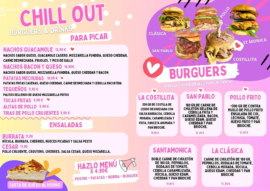 Chill Out Burguers & Drinks carta